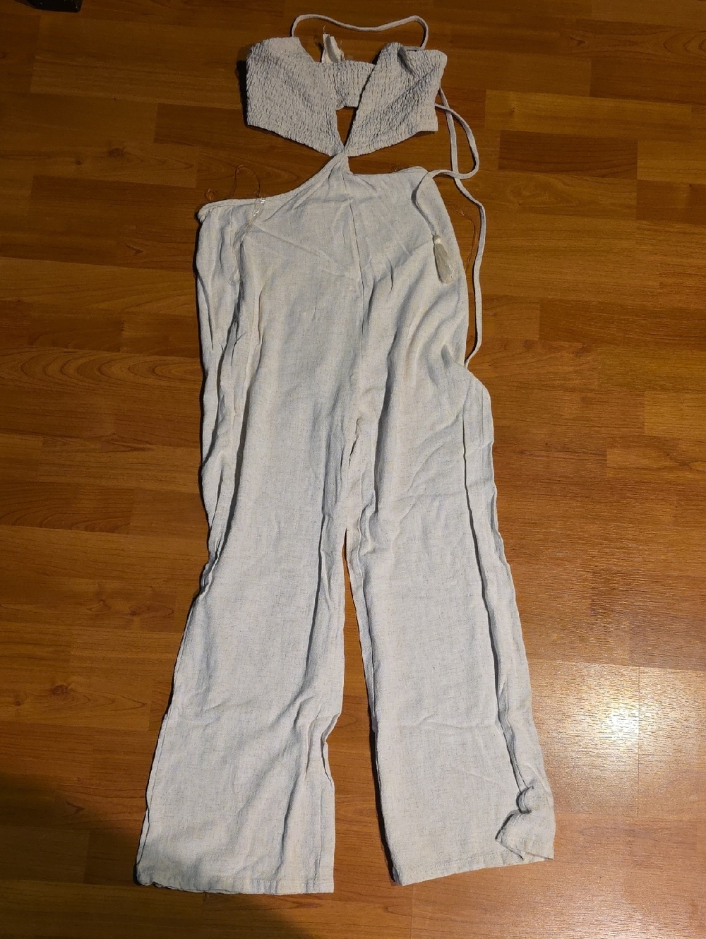 Lightweight Cream Linen Jumpsuit with Halter Top